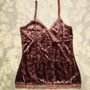 Crushed Velvet Camisole with Mesh Trim and Copper Accents